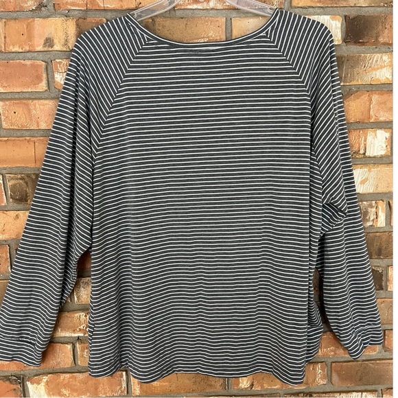 Charter Club Intimates Gray and White Striped Long Sleeve Loungewear Top XXXL - Picture 2 of 6